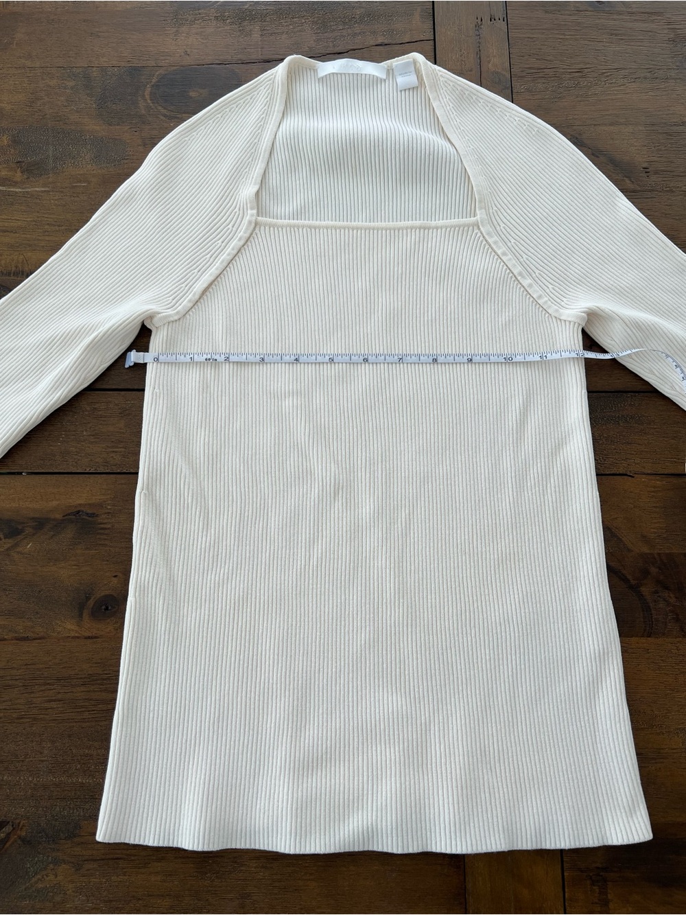 Boss Cream Ribbed Square-Neck Tunic - Picture 2 of 11